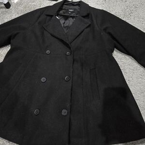 Torrid Peplum Black Button Front Coat